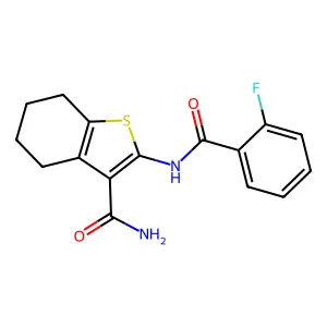 2-[(2-Fluorobenzoyl)amino]-4,5,6,7-tetrahydro-1-benzothiophene-3-carboxamide structure