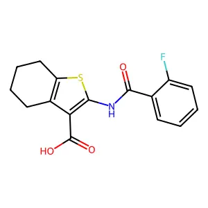 2-[(2-Fluorobenzoyl)amino]-4,5,6,7-tetrahydro-1-benzothiophene-3-carboxylic acid structure