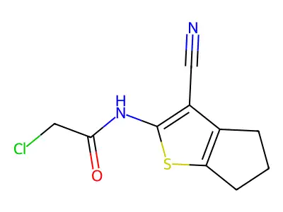 2-chloro-N-(3-cyano-5,6-dihydro-4H-cyclopenta(b)thiophen-2-yl)acetamide structure