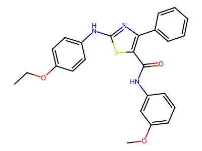 2-[(4-ethoxyphenyl)amino]-N-(3-methoxyphenyl)-4-phenyl-1,3-thiazole-5-carboxamide structure