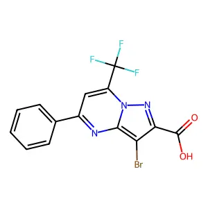 3-Bromo-5-phenyl-7-(trifluoromethyl)pyrazolo[1,5-a]pyrimidine-2-carboxylic acid structure