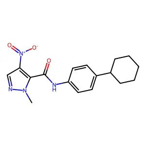 N-(4-cyclohexylphenyl)-1-methyl-4-nitro-1H-pyrazole-5-carboxamide structure