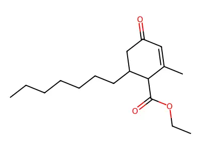 Ethyl 6-heptyl-2-methyl-4-oxocyclohex-2-ene-1-carboxylate structure
