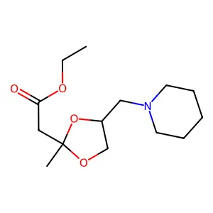 Acetic acid, 2-[2-methyl-4-(1-piperidylmethyl)-1,3-dioxolan-2-yl]-, ethyl ester structure