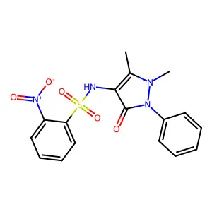 N-(1,5-dimethyl-3-oxo-2-phenyl-2,3-dihydro-1H-pyrazol-4-yl)-2-nitrobenzene-1-sulfonamide structure
