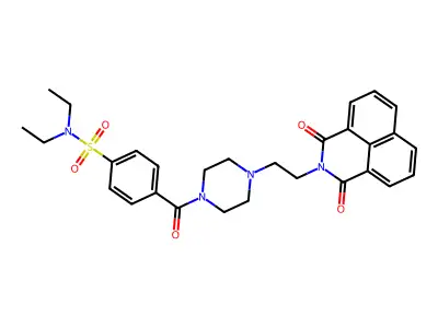 4-(4-(2-(1,3-dioxo-1H-benzo[de]isoquinolin-2(3H)-yl)ethyl)piperazine-1-carbonyl)-N,N-diethylbenzenesulfonamide structure