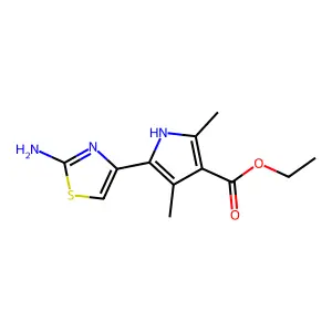 ethyl 5-(2-amino-1,3-thiazol-4-yl)-2,4-dimethyl-1H-pyrrole-3-carboxylate structure