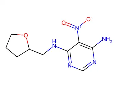 5-Nitro-n4-((tetrahydrofuran-2-yl)methyl)pyrimidine-4,6-diamine structure