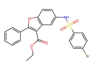 Ethyl 5-[(4-bromophenyl)sulfonylamino]-2-phenyl-1-benzofuran-3-carboxylate structure