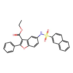 Ethyl 5-(naphthalen-2-ylsulfonylamino)-2-phenyl-1-benzofuran-3-carboxylate structure