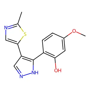 5-Methoxy-2-(4-(2-methyl-5-thiazolyl)-1H-pyrazol-3-yl)phenol structure