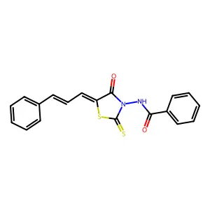 N-((E)-4-oxo-5-((E)-3-phenylallylidene)-2-thioxothiazolidin-3-yl)benzamide structure