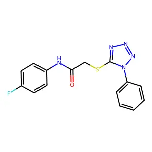 N-(4-fluorophenyl)-2-(1-phenyltetrazol-5-yl)sulfanylacetamide structure
