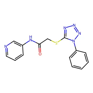 2-(1-phenyltetrazol-5-yl)sulfanyl-N-pyridin-3-ylacetamide structure