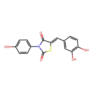 (5Z)-5-[(3,4-dihydroxyphenyl)methylidene]-3-(4-hydroxyphenyl)-1,3-thiazolidine-2,4-dione structure