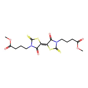 methyl 4-{(5E)-5-[3-(4-methoxy-4-oxobutyl)-4-oxo-2-thioxo-1,3-thiazolidin-5-ylidene]-4-oxo-2-thioxo-1,3-thiazolidin-3-yl}butanoate structure