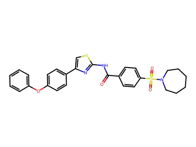 4-(azepan-1-ylsulfonyl)-N-(4-(4-phenoxyphenyl)thiazol-2-yl)benzamide structure