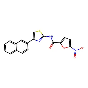N-(4-(naphthalen-2-yl)thiazol-2-yl)-5-nitrofuran-2-carboxamide structure