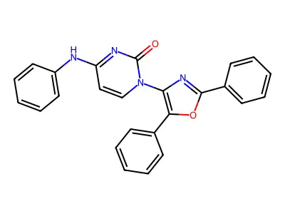 1-(2,5-diphenyloxazol-4-yl)-4-(phenylamino)pyrimidin-2(1H)-one structure