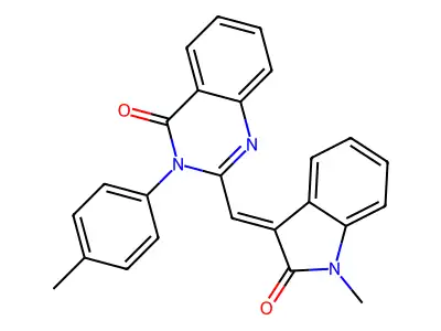 2-[(1-methyl-2-oxo-1,2-dihydro-3H-indol-3-ylidene)methyl]-3-(4-methylphenyl)-4(3H)-quinazolinone structure