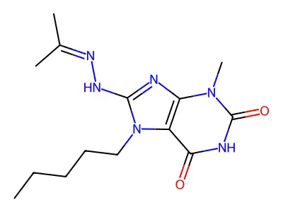 3-Methyl-7-pentyl-8-(2-propan-2-ylidenehydrazinyl)purine-2,6-dione structure