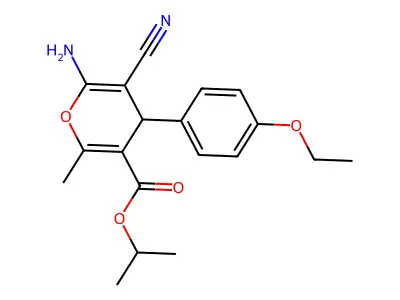 propan-2-yl 6-amino-5-cyano-4-(4-ethoxyphenyl)-2-methyl-4H-pyran-3-carboxylate structure