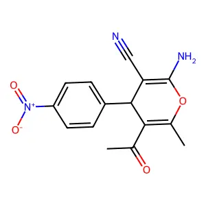 5-Acetyl-2-amino-6-methyl-4-(4-nitrophenyl)-4H-pyran-3-carbonitrile structure
