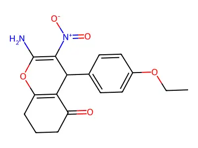 2-amino-4-(4-ethoxyphenyl)-3-nitro-4,6,7,8-tetrahydro-5H-chromen-5-one structure