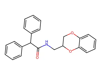 N-(2,3-dihydro-1,4-benzodioxin-2-ylmethyl)-2,2-diphenylacetamide structure