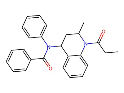 N-(2-methyl-1-propanoyl-1,2,3,4-tetrahydroquinolin-4-yl)-N-phenylbenzamide structure