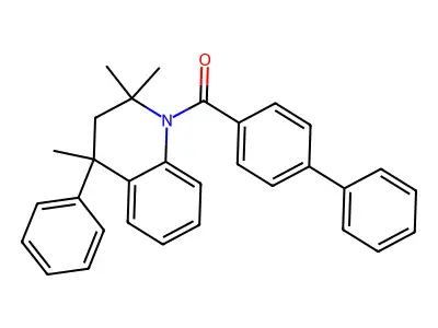 biphenyl-4-yl(2,2,4-trimethyl-4-phenyl-3,4-dihydroquinolin-1(2H)-yl)methanone structure
