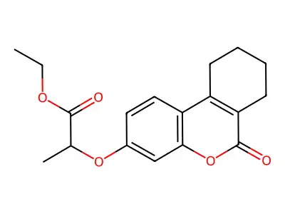 Ethyl 2-((6-oxo-7,8,9,10-tetrahydro-6H-benzo(C)chromen-3-YL)oxy)propanoate structure