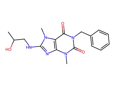 1-benzyl-8-((2-hydroxypropyl)amino)-3,7-dimethyl-1H-purine-2,6(3H,7H)-dione structure