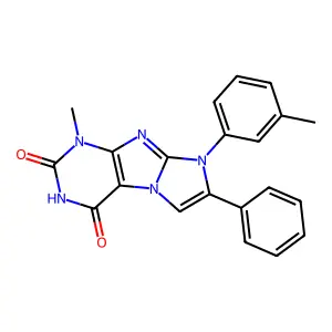 1-methyl-8-(3-methylphenyl)-7-phenyl-1H-imidazo[2,1-f]purine-2,4(3H,8H)-dione structure