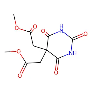 Methyl 2-[5-(2-methoxy-2-oxoethyl)-2,4,6-trioxo-1,3-diazinan-5-yl]acetate structure