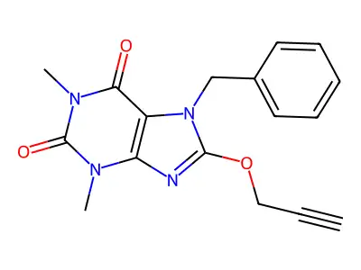 7-Benzyl-1,3-dimethyl-8-prop-2-ynoxypurine-2,6-dione structure