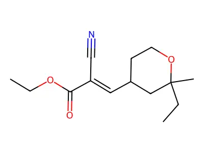 Ethyl 2-cyano-3-(2-ethyl-2-methyl-tetrahydropyran-4-yl)prop-2-enoate structure