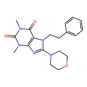 1,3-Dimethyl-8-(4-morpholinyl)-7-(2-phenylethyl)-3,7-dihydro-1H-purine-2,6-dione structure
