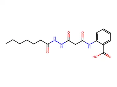 2-{[3-(2-Heptanoylhydrazinyl)-3-oxopropanoyl]amino}benzoic acid structure