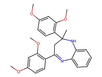 2,4-Bis(2,4-dimethoxyphenyl)-2-methyl-1,3-dihydro-1,5-benzodiazepine structure