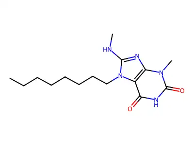 3-Methyl-8-(methylamino)-7-octylpurine-2,6-dione structure