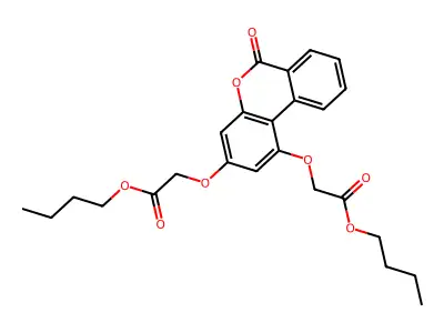 dibutyl 2,2'-[(6-oxo-6H-benzo[c]chromene-1,3-diyl)bis(oxy)]diacetate structure
