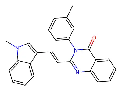 2-[(E)-2-(1-methylindol-3-yl)ethenyl]-3-(3-methylphenyl)quinazolin-4-one structure