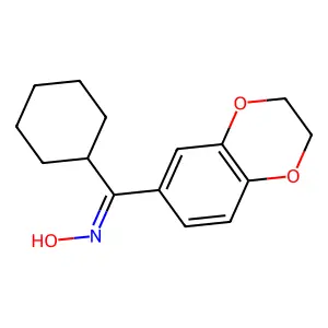 N-[cyclohexyl(2,3-dihydro-1,4-benzodioxin-6-yl)methylidene]hydroxylamine structure