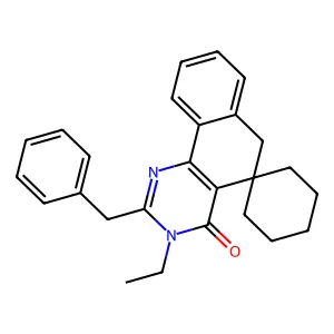 2-benzyl-3-ethylspiro[6H-benzo[h]quinazoline-5,1'-cyclohexane]-4-one structure