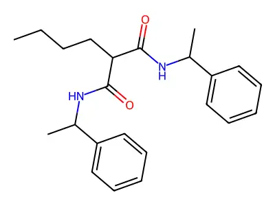 2-butyl-N,N'-bis(1-phenylethyl)propanediamide structure