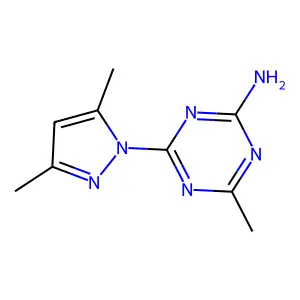 4-(3,5-dimethyl-1H-pyrazol-1-yl)-6-methyl-1,3,5-triazin-2-amine structure