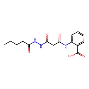 2-{[3-Oxo-3-(2-pentanoylhydrazinyl)propanoyl]amino}benzoic acid structure