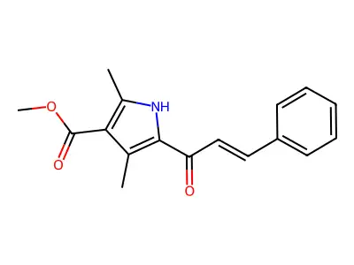 methyl 2,4-dimethyl-5-(3-phenylprop-2-enoyl)-1H-pyrrole-3-carboxylate structure