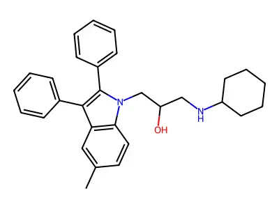 1-(cyclohexylamino)-3-(5-methyl-2,3-diphenyl-1H-indol-1-yl)propan-2-ol structure